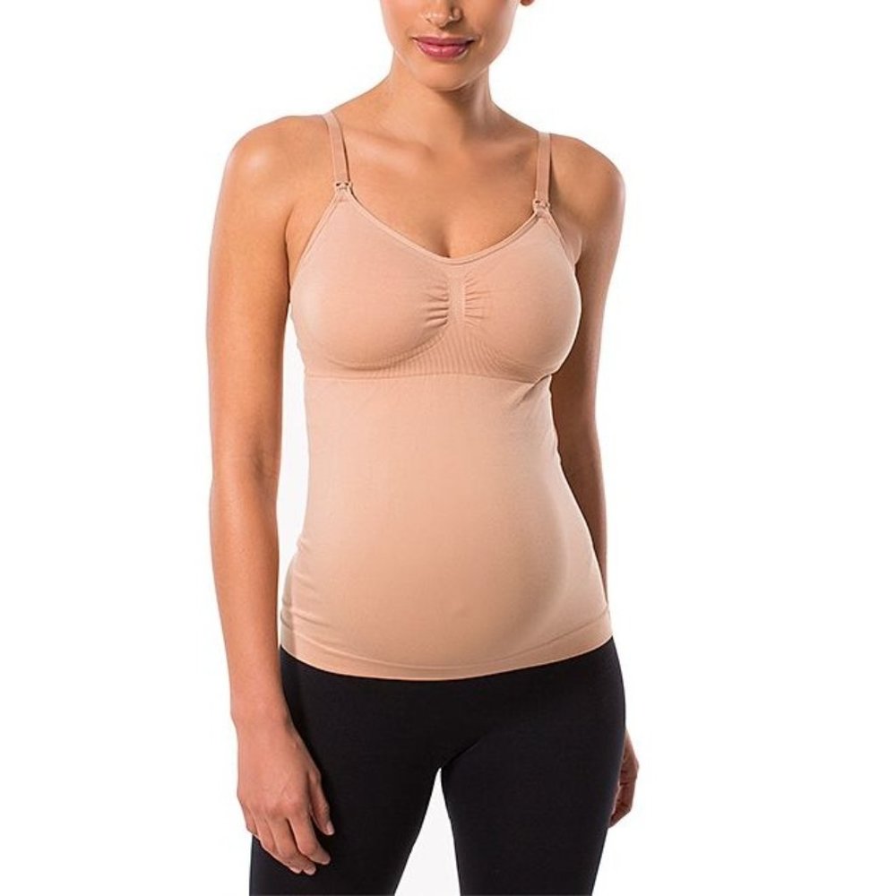 ROSIE POPE Seamless Convertible Nursing Maternity Camisole Tank Top Beige Large